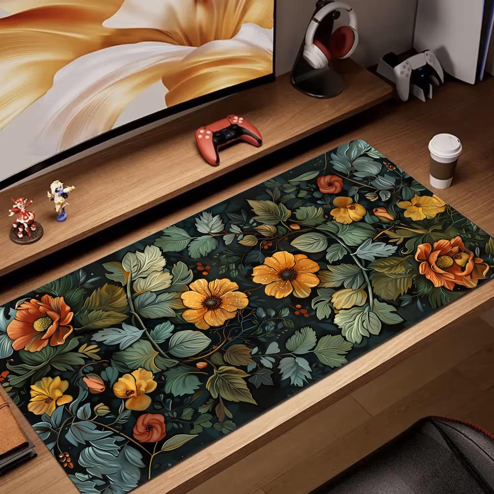Retro Gaming Desk - Retro flower art rendering Mouse Pad