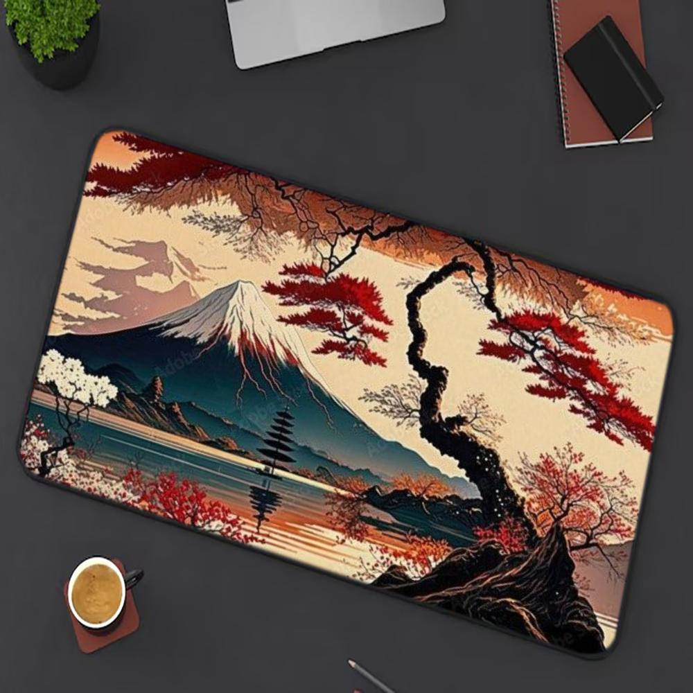 Ukiyo-e Red Maple Mount Fuji L - Retro Gaming Desk 评论和价格