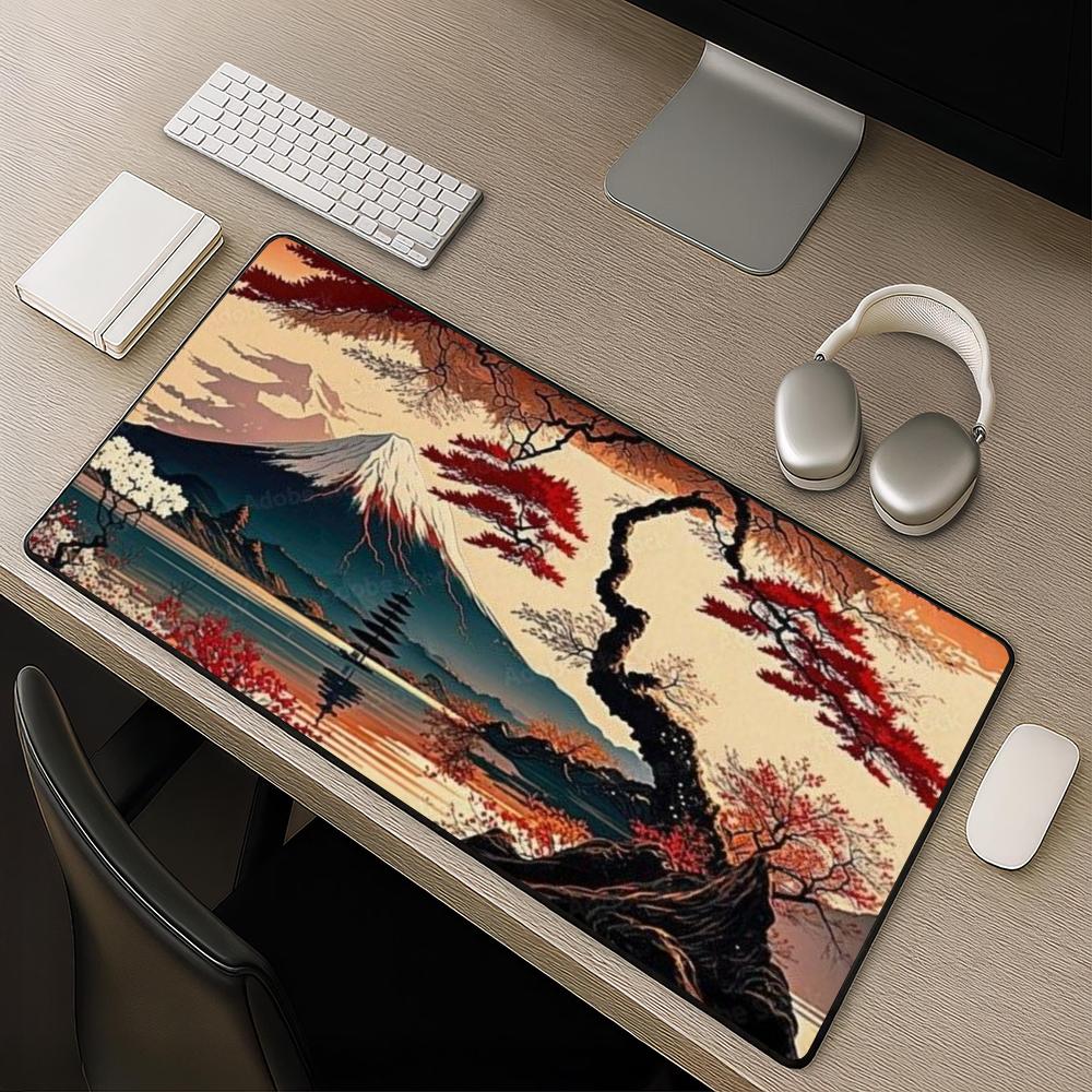 Ukiyo-e Red Maple Mount Fuji L - Retro Gaming Desk 评论和价格